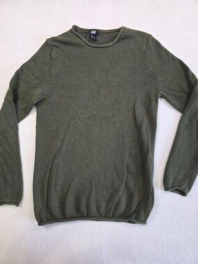 H&M Mens Small Olive Green Long Sleeve Sweater
